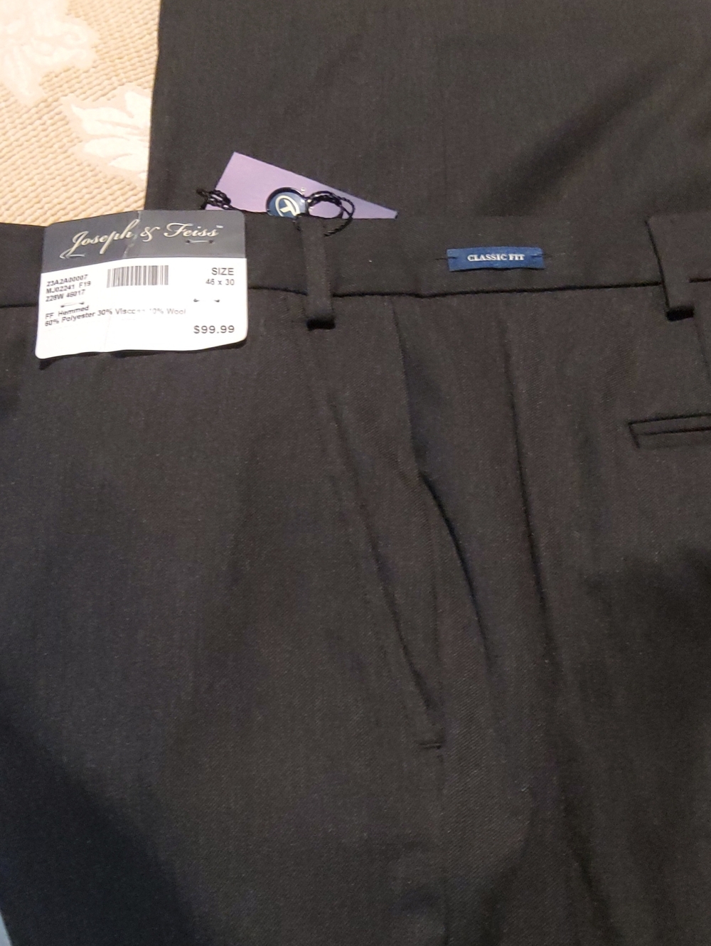 Joseph & Feiss Men's Classic Fit Dress Pants - Black / Dark Gray